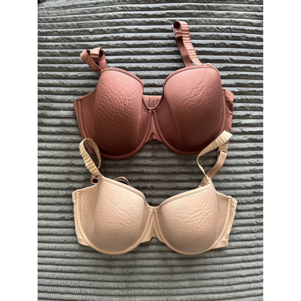 ThirdLove 24/7 Classic T-Shirt Bra Women 34F Tan Mauve Brown Set of 2